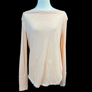 We the Free People Top Women XS Peach Lightweight Thin Long Sleeve Pullover Slub